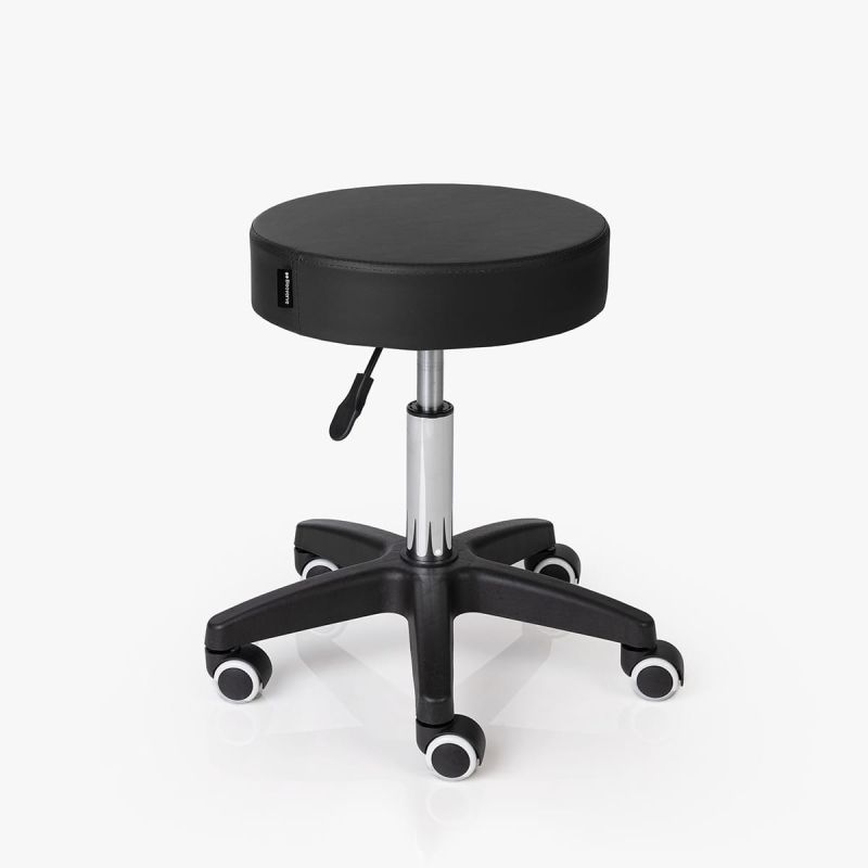 Banco com rodas redondo - preto