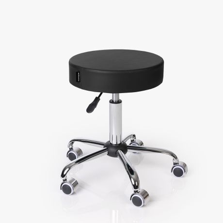 Banco Giratório com Rodas Cromado para Estética - Ize Flow