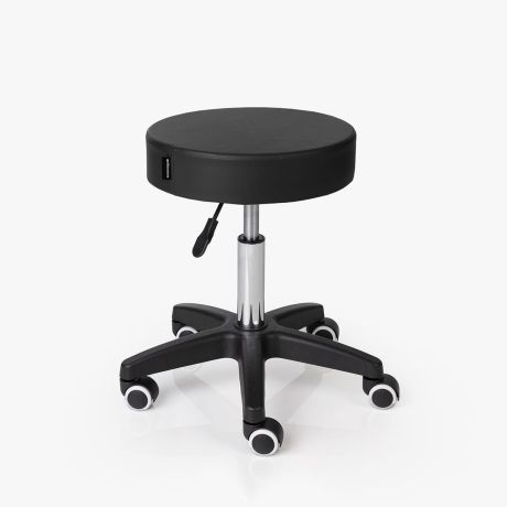 Banco com rodas redondo - preto