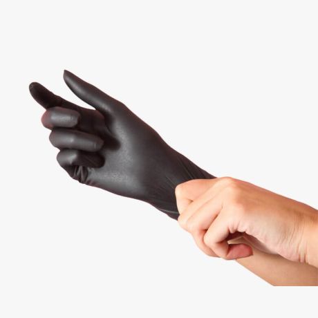 Luvas de Nitrilo Pretas - Sem Pó - 100 unidades
