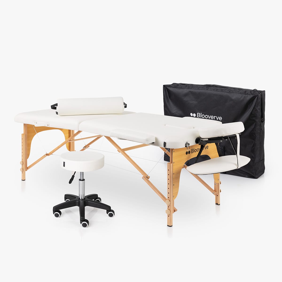 Marquesa Bipartida + Banco giratório + Rolo de Posicionamento - Pack ProCare preto