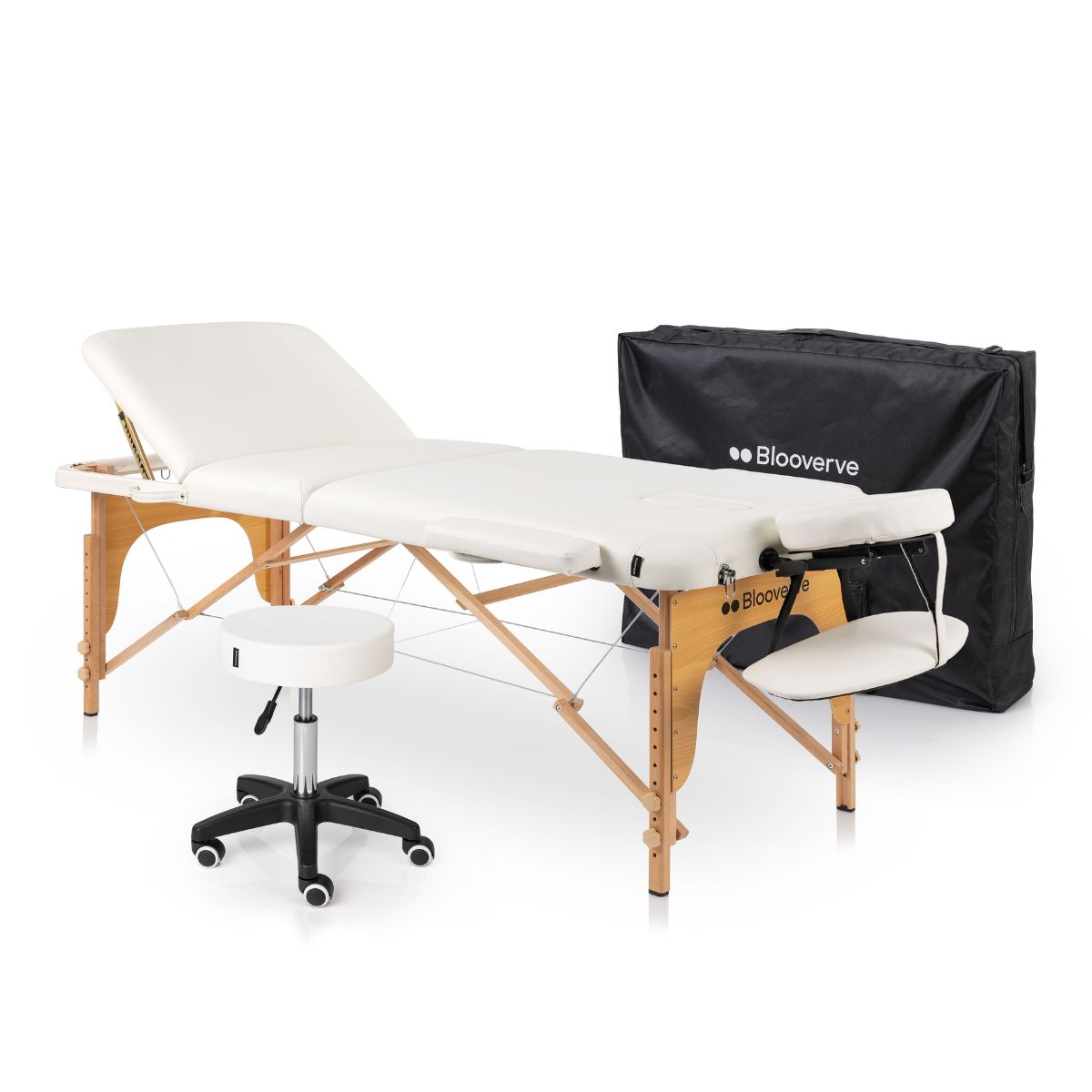 Kit TotalCare – Marquesa Portátil 3 Corpos + Banco com Rodas (Envio Grátis)