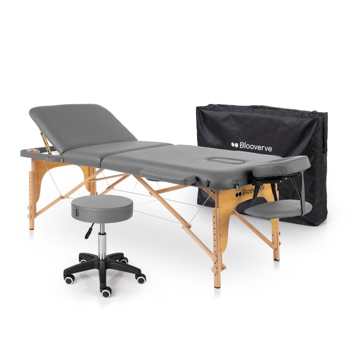 Kit TotalCare – Marquesa Portátil 3 Corpos + Banco com Rodas (Envio Grátis)