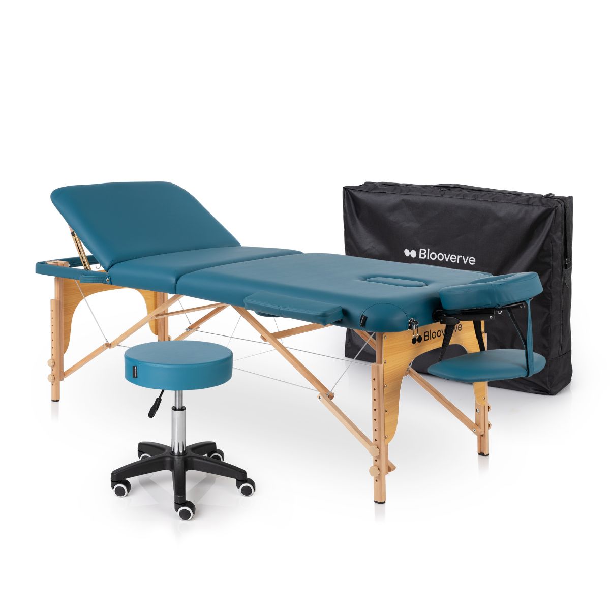 Kit TotalCare – Marquesa Portátil 3 Corpos + Banco com Rodas (Envio Grátis)