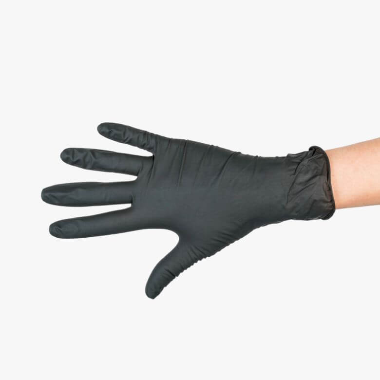 Luvas de Nitrilo Pretas - Sem Pó - 100 unidades