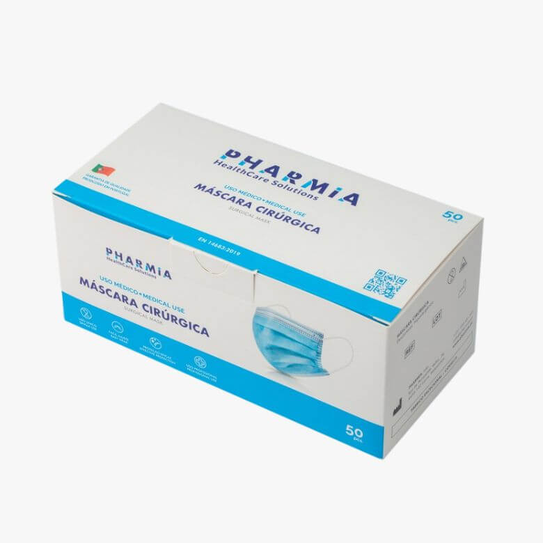Máscaras Cirúrgicas Tipo IIR – >98% – 50 unidades
